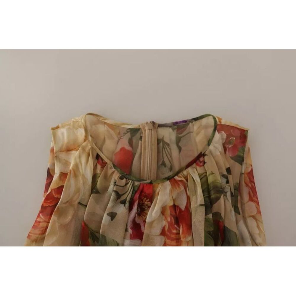 Dolce & Gabbana Beige Floral Sleeveless Round Neck Mini Women's Dress - Picture 6 of 6